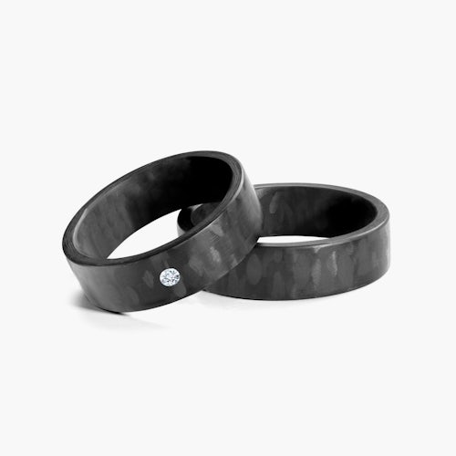 Obrączki ślubne: carbon, płaskie, 6 mm